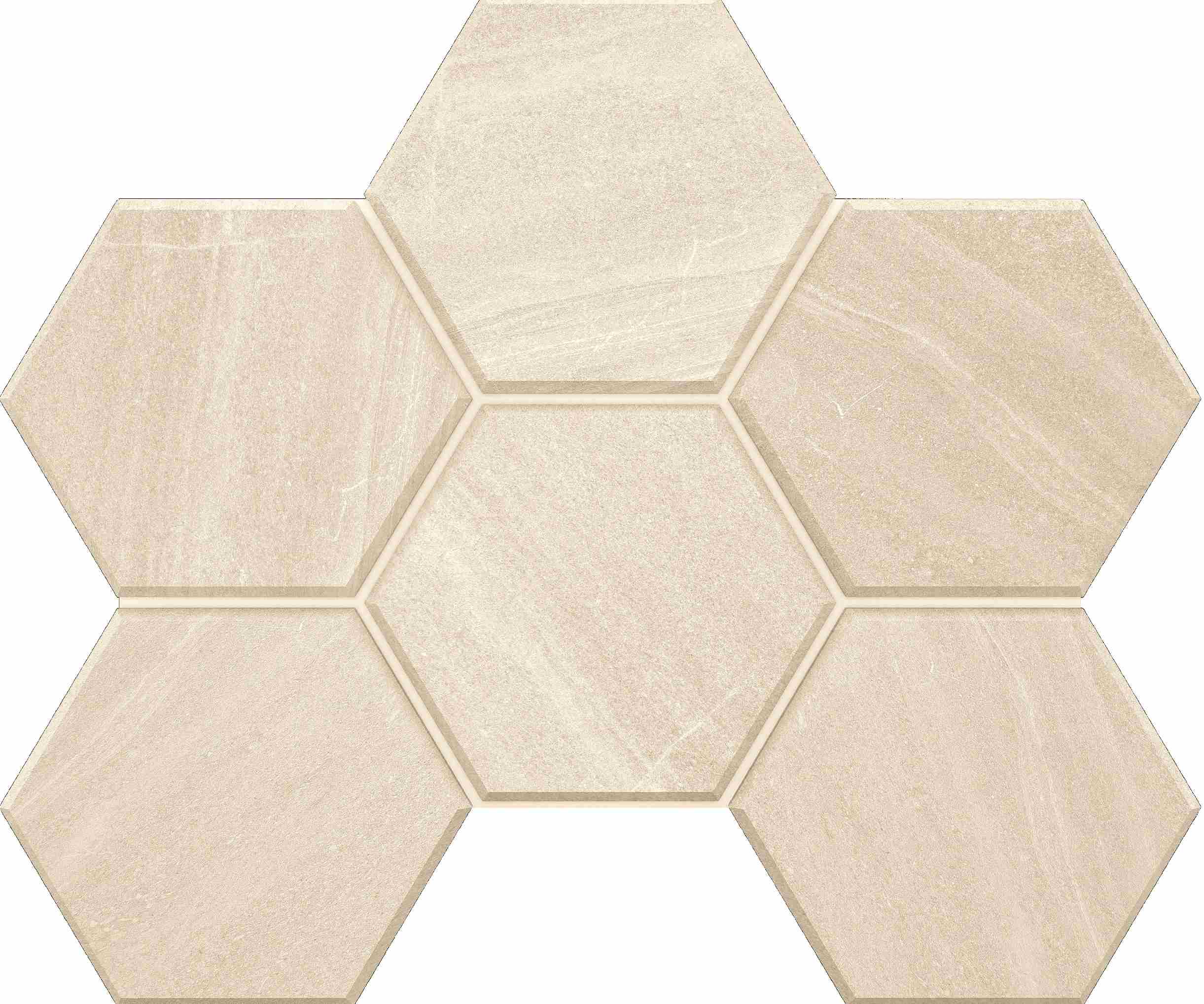 GB01 Gabbro White Hexagon 250x285 неполированный бежевый мозаика