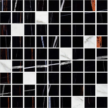 K-1004(1000)/MR/m21 Marble Trend (Марбл Тренд) Nero Dorato (Carrara) 300x300 черная мозаика