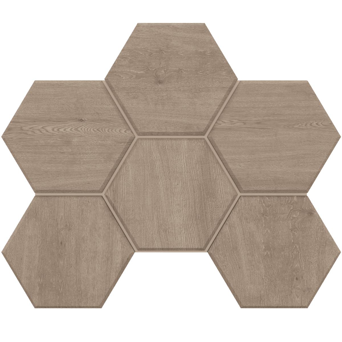 CW02 Classic Wood Dark Grey Hexagon 250x285 неполированный серый мозаика